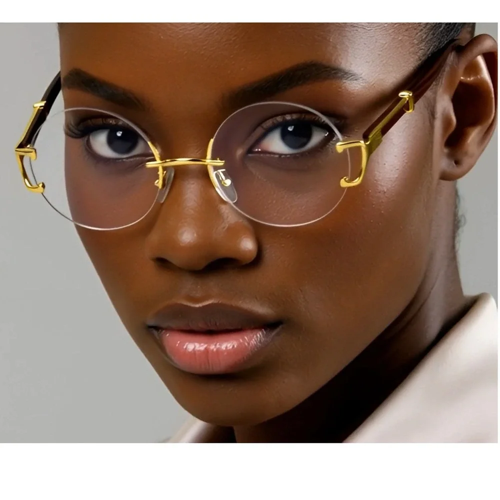 Rimless Round Clear Lens Women Sunglasses Style Buffs Trendy Female‎ Lentes 2026